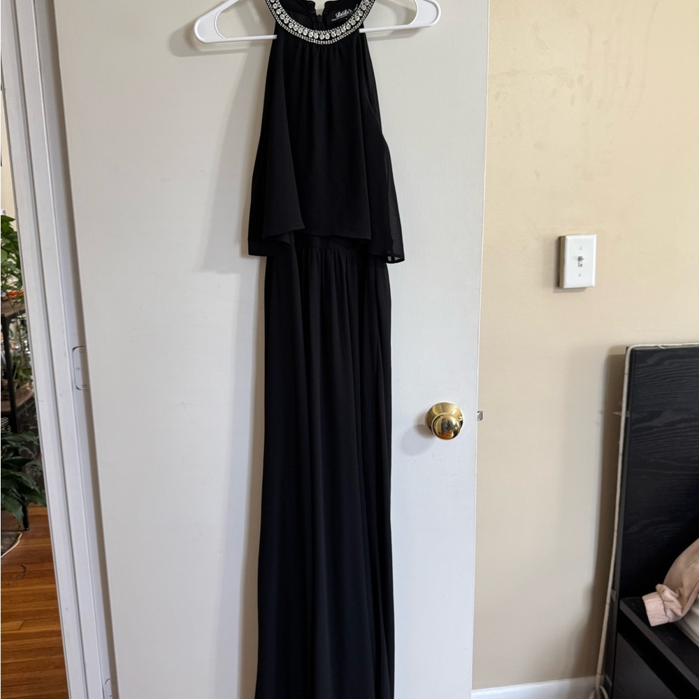 Lulu's Black Tiered Halter Maxi Gown